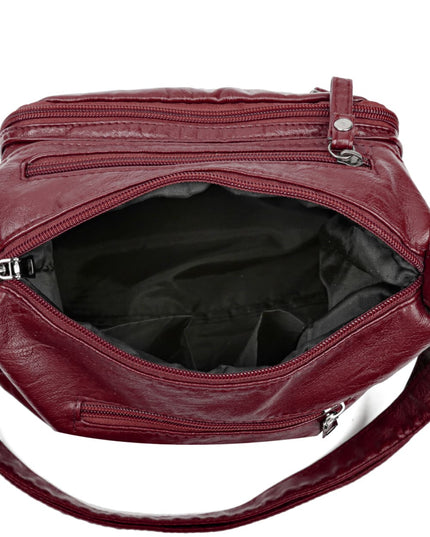 Multi-Pocket PU Leather Crossbody Bag