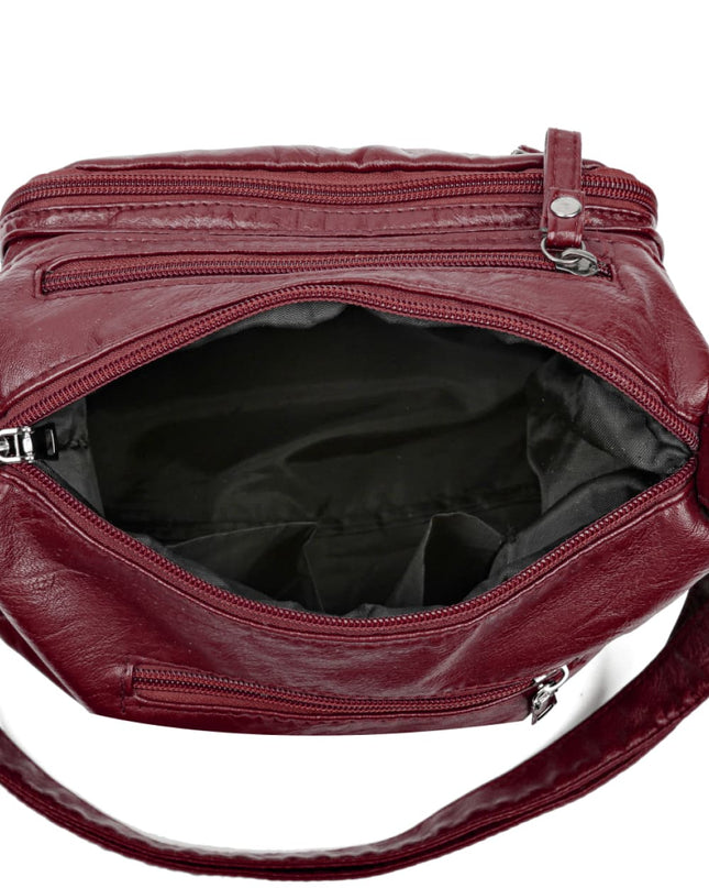 Multi-Pocket PU Leather Crossbody Bag