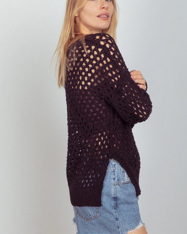 VERY J Openwork Slit Knit Cover Up