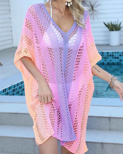 Rainbow Gradient Crochet Beach Cover Up