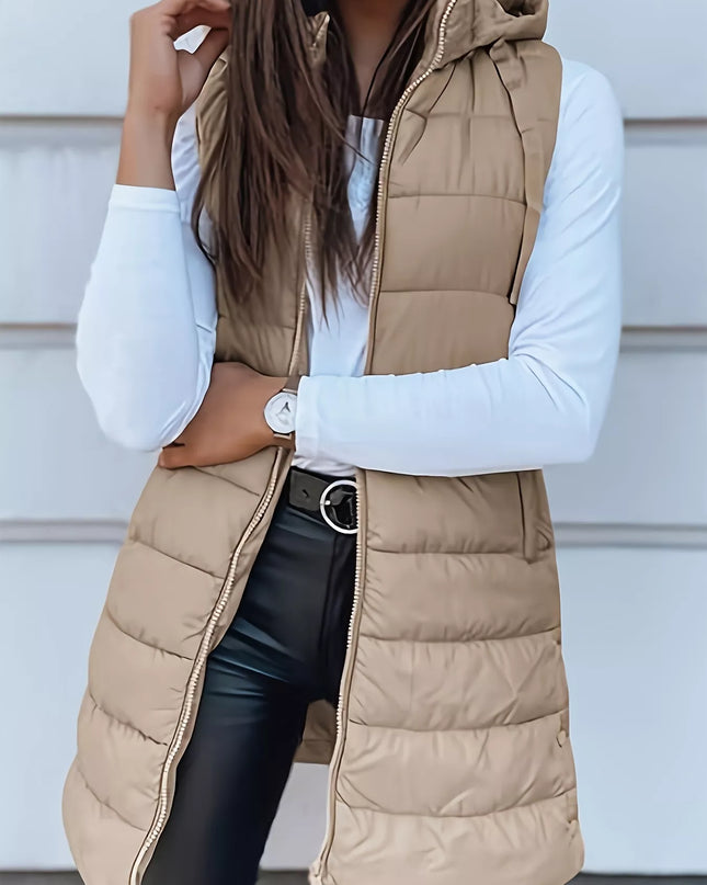 Zip Up Hooded Winter Coat Khaki