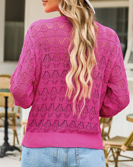 Openwork Button Up Cardigan