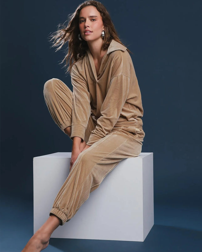 Umgee Soft Thermal Collared Long Sleeve Top