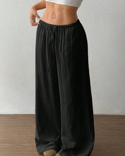 Wide Leg Drawstring Casual Pants