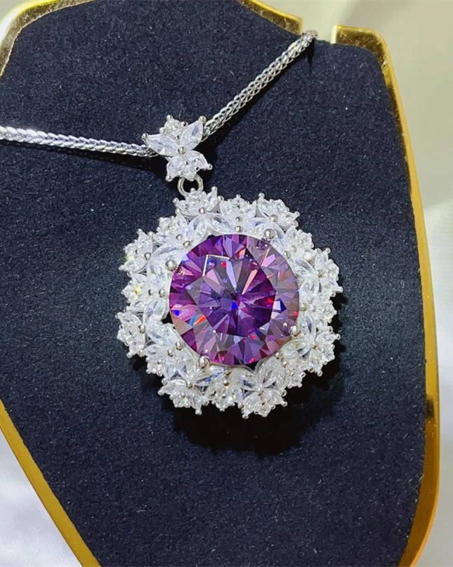 10 Carat Moissanite 925 Sterling Silver Necklace Purple One Size