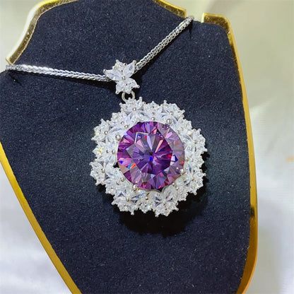 10 Carat Moissanite 925 Sterling Silver Necklace Purple One Size