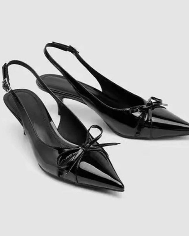 Bow Point Toe Slingback Pumps 