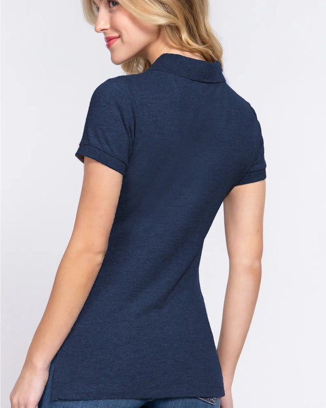 ACTIVE BASIC Full Size Classic Short Sleeve Polo Top