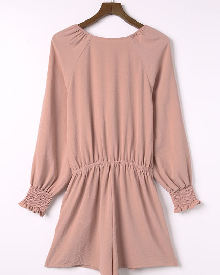 Tied Flounce Sleeve Plunge Romper
