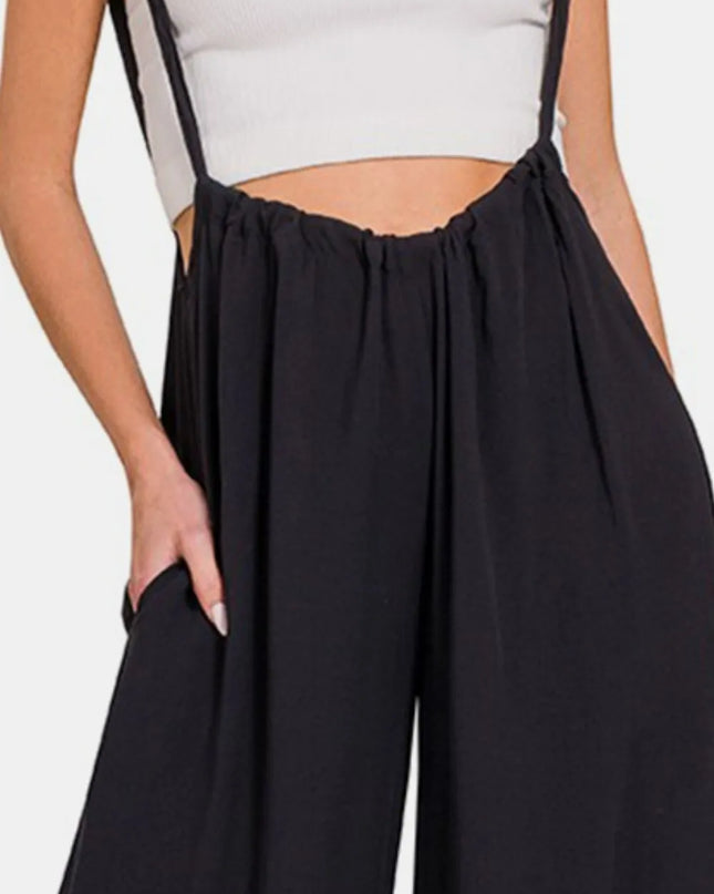 Zenana Tie Back Suspender Jumpsuit with Pockets