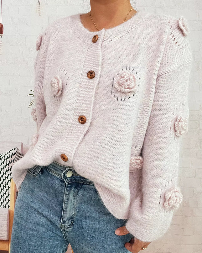 Flower Button-Up Cardigan
