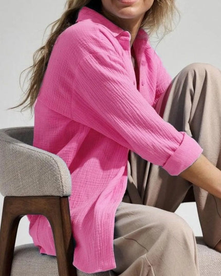 Button Up Long Sleeve Texture Shirt