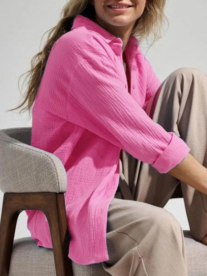 Button Up Long Sleeve Texture Shirt