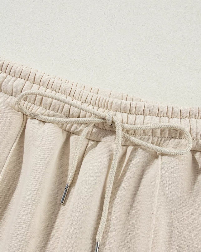 Drop Shoulder Zip Up Jacket and Drawstring Pants Active 2pcs Set