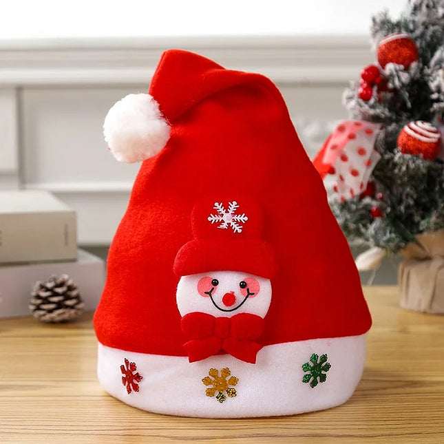 2 Pieces Hot Selling Christmas Cartoon Santa Claus Hat With Lights Red Non-woven Fabric Christmas Gift