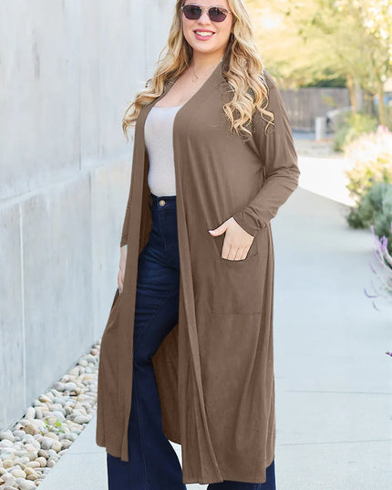 Basic Bae Full Size Open Front Long Sleeve Cover Up
