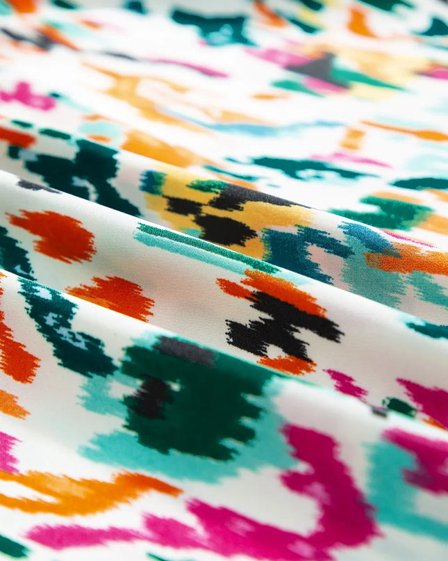 Abstract Print Ruffle Sleeve Blouse