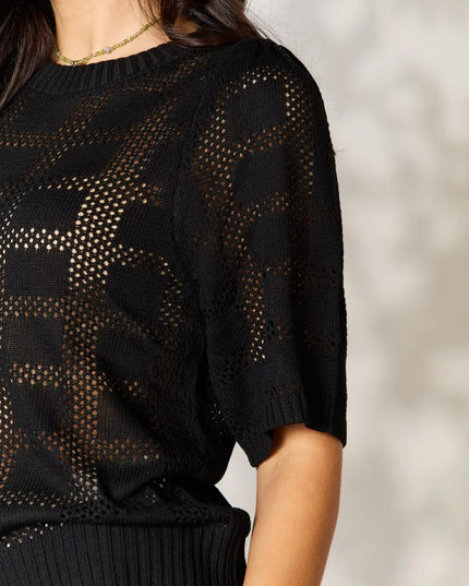 Mandy Ribbed Trim Round Neck Knit Top