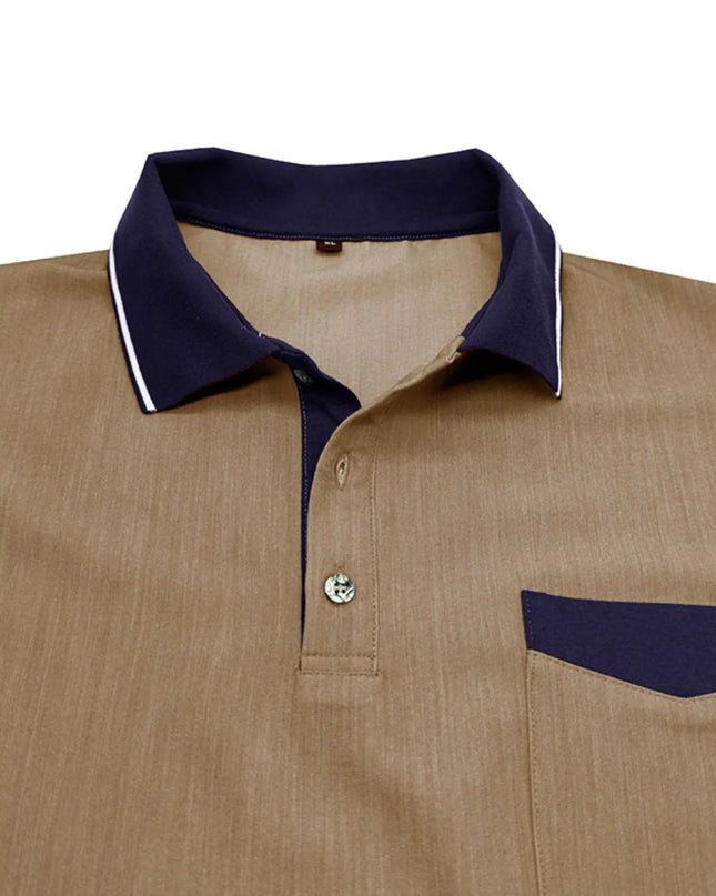 Men's Contrast Collar Pocket Polo Shirt
