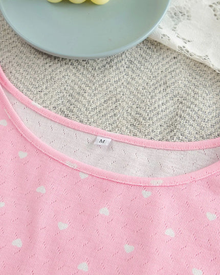 Polka Dot Round Neck Top and Pants Lounge Set