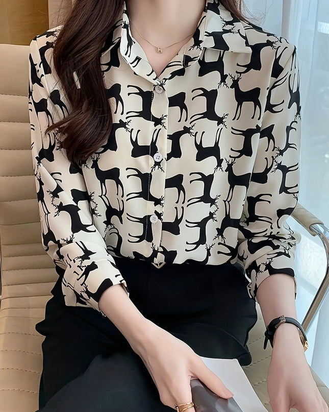 Printed Button-Up Long Sleeve Shirt