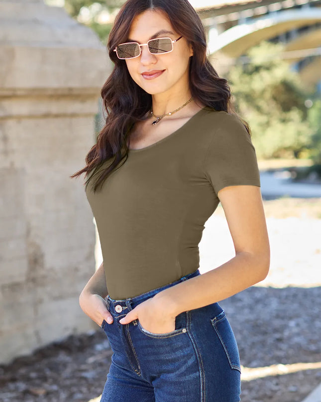 Basic Bae Full Size Round Neck Short Sleeve Bodysuit