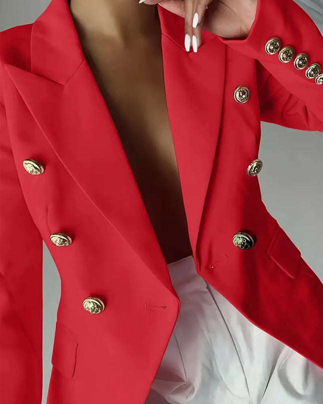 Decor Button Lapel Collar Blazer
