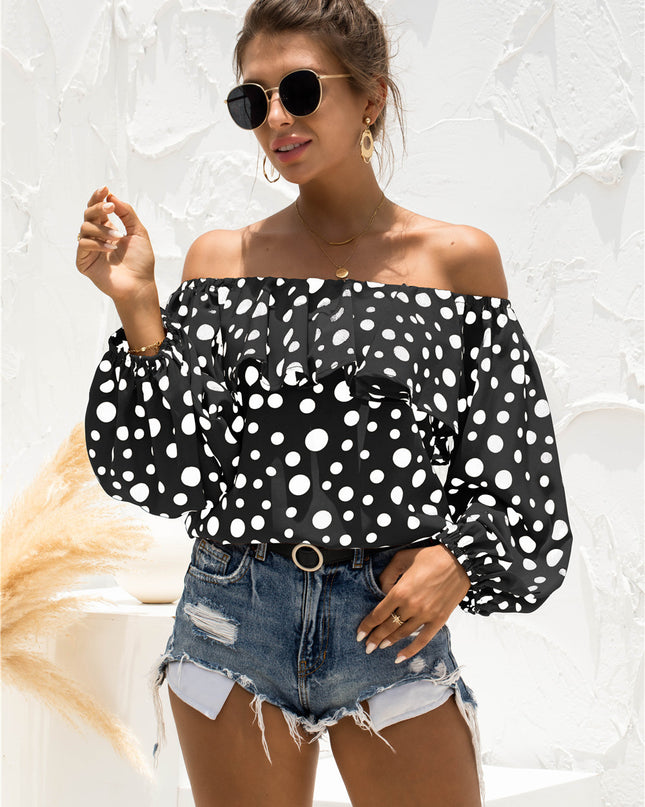Polka Dot Off-Shoulder Layered Blouse 