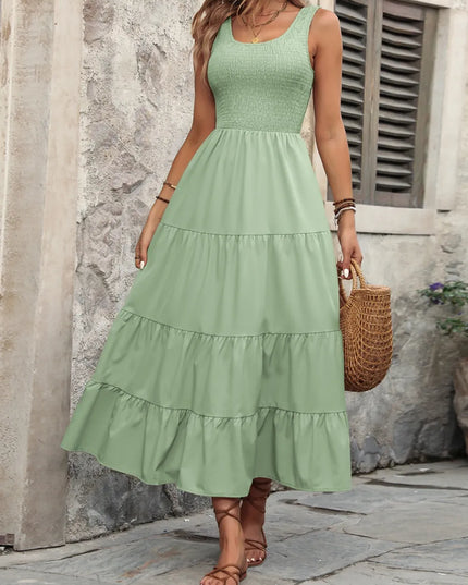 Ivy Lane Smocked Scoop Neck Sleeveless Tank Dress 