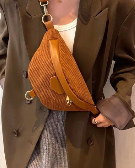 Zenana Corduroy Crossbody Bag with Removable Strap Caramel One Size
