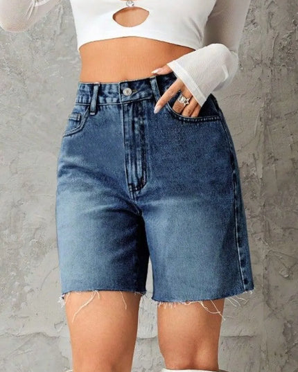 Frayed Hem Denim Shorts 
