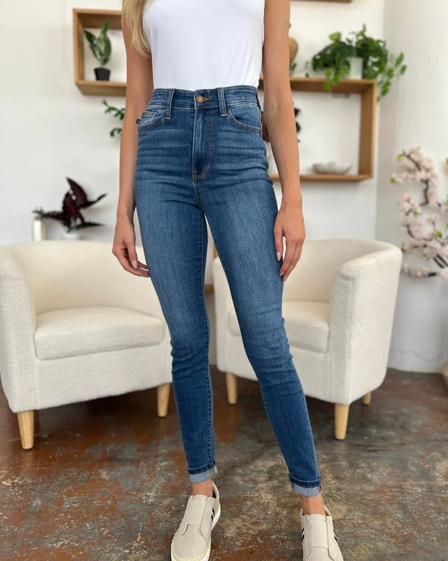 Judy Blue Full Size Cuffed Hem Skinny Jeans