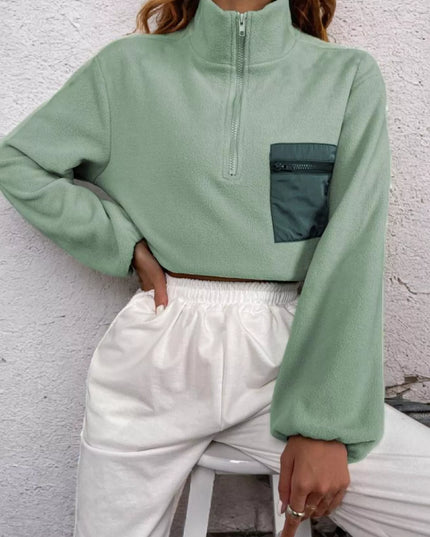Half Zip Dropped Shoulder Sweatshirt