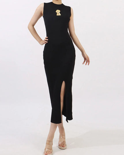 Slit Round Neck Sleeveless Dress