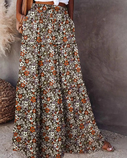 Floral Print Maxi Skirt Multicolor