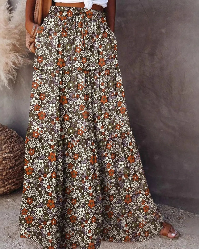 Floral Print Maxi Skirt Multicolor