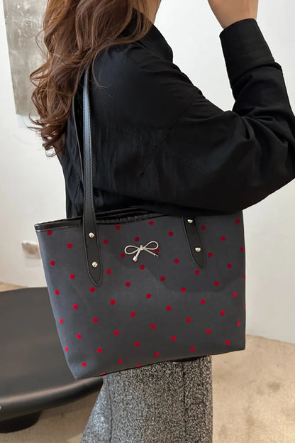Bow Trim Polyester Tote Bag 