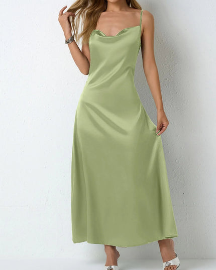 Satin Cowl Neck Cami Dress