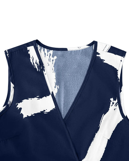 Printed Surplice Sleeveless Knee Length Dress