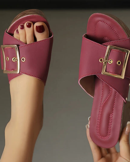 Platform Block Heel Buckle Sandals 