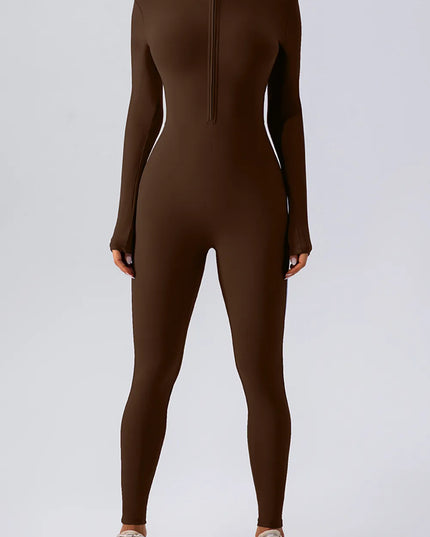 Half Zip Mock Neck Active Jumpsuit 