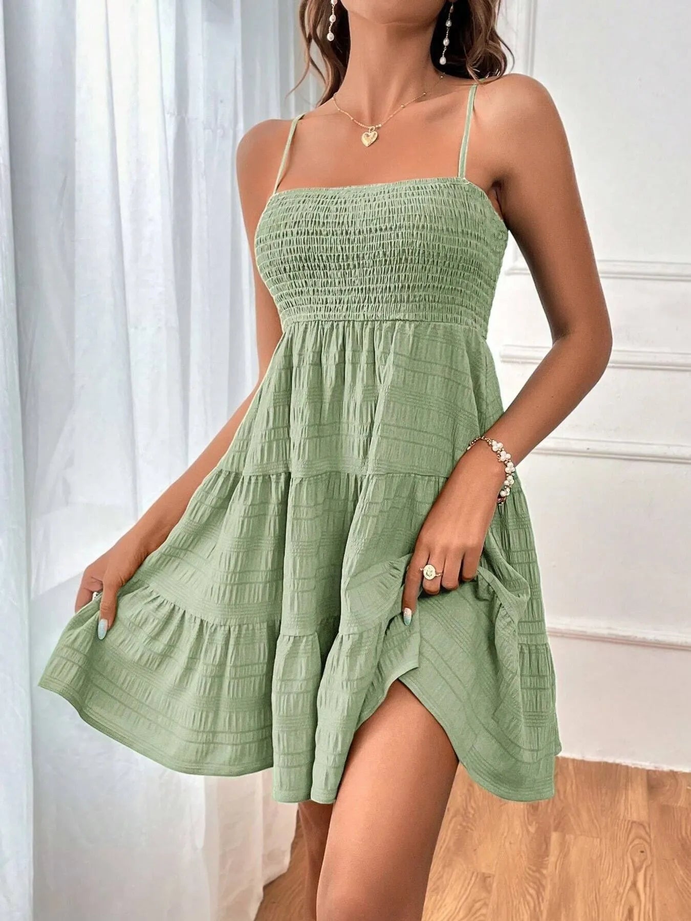 Smocked Tiered Cami Dress