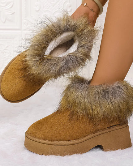 Furry Trim Platform Winter Boots