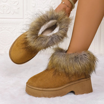 Furry Trim Platform Winter Boots
