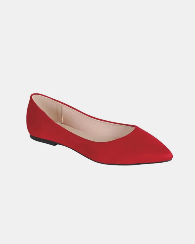 Forever Link Pointy Toe Slip On Flat Loafers Red
