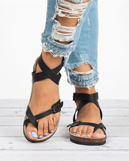 Toe Loop Flats Sandals Black