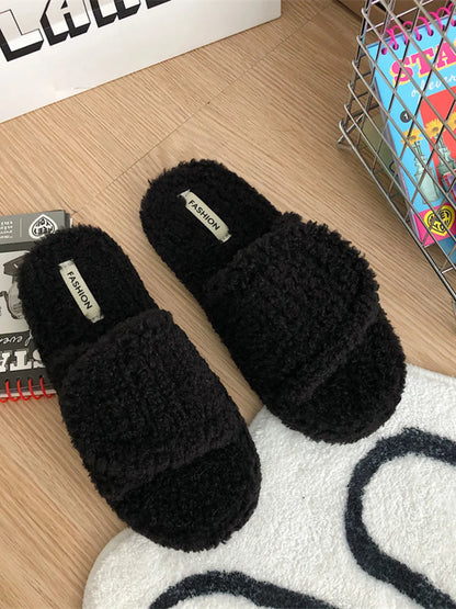Cozy Fuzzy Open Toe Slippers