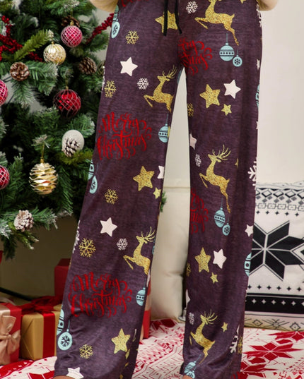 Christmas Straight Leg Pants Dusty Purple