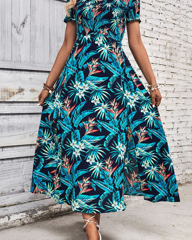 Perfee Floral Off-Shoulder Slit Dress 
