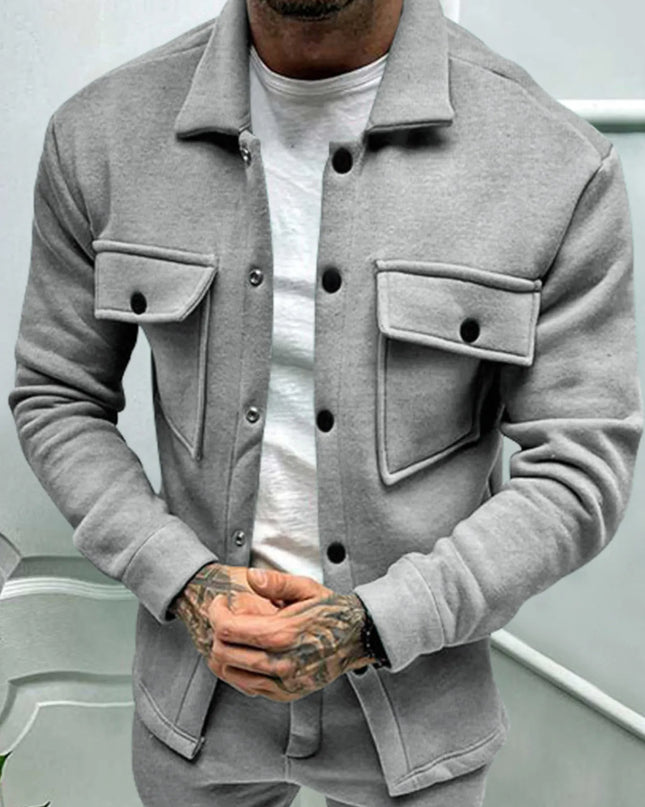 Men's Full Size Button Up Long Sleeve Jacket Plus Size